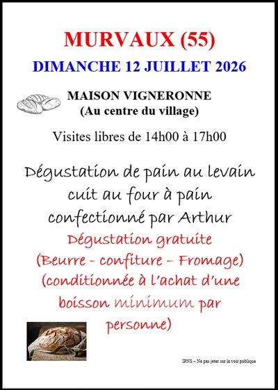 Dégustation de pain au levain à Murvaux le dimanche 12 juillet
